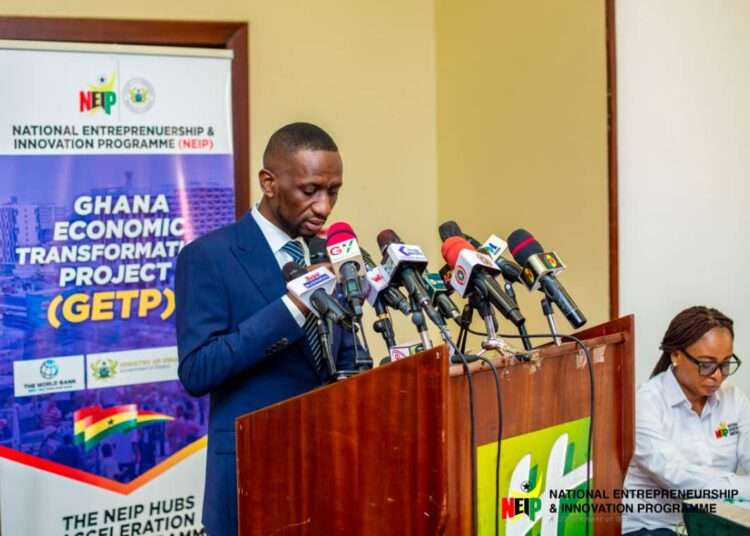 NEIP Hub Acceleration Grant Programme Launched To Enhance Entrepreneurship And Fight Unemployment In Ghana 1 Mr. Kofi Ofosu Nkansah, Chief Executive of NEIP, speaking during the launch of the NEIP Acceleration Grant Programme