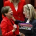 Australia Creates Laws To Curb Carbon Emissions 11 Australian Finance Minister Katy Gallagher, right, and Assistant Minister for Climate Change Jenny MacAllister react after the passing of the Safeguard Mechanism bill in the Senate chamber at Parliament House in Canberra, Thursday, March 30, 2023.
