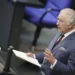 Britain's King Charles III speaks in the German parliament Bundestag on the second day of his trip to Germany in Berlin, Thursday, March 30, 2023.