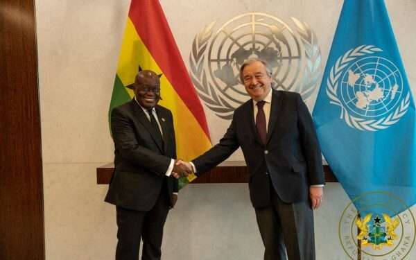 Our Common Humanity And Existence Depend On Countering Terrorism And Violent Extremism– Prez. Akufo-Addo 1 President Akufo-Addo (left) and Secretary General of the UN, Antonio Guterres