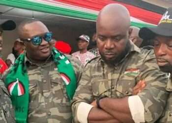 NDC executives wearing military uniform during Mahamas tour