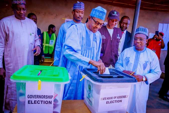 President Muhammadu Buhari votes in Daura Katsina State on March 18 2023