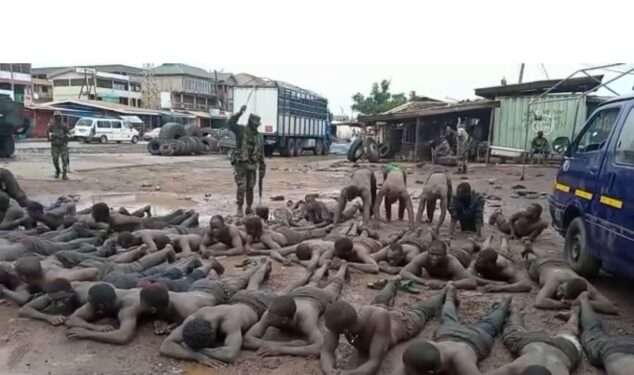 <strong>Military Brutality: What To Do If Caught Up In Security Swoops</strong> 1 Victims of the military brutalities in Ashaiman herded together, beaten and forced to roll and exercise in mud.