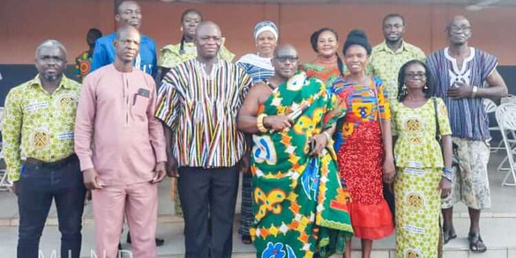 GGSA Takes Earthquake Sensitization Campaign To Adukrom, Installs Detective Device 1 Members of GGSA and Adukromhene.