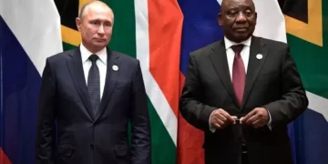 Russian President, Vladimir Putin and Cyril Ramaphosa, President of South Africa