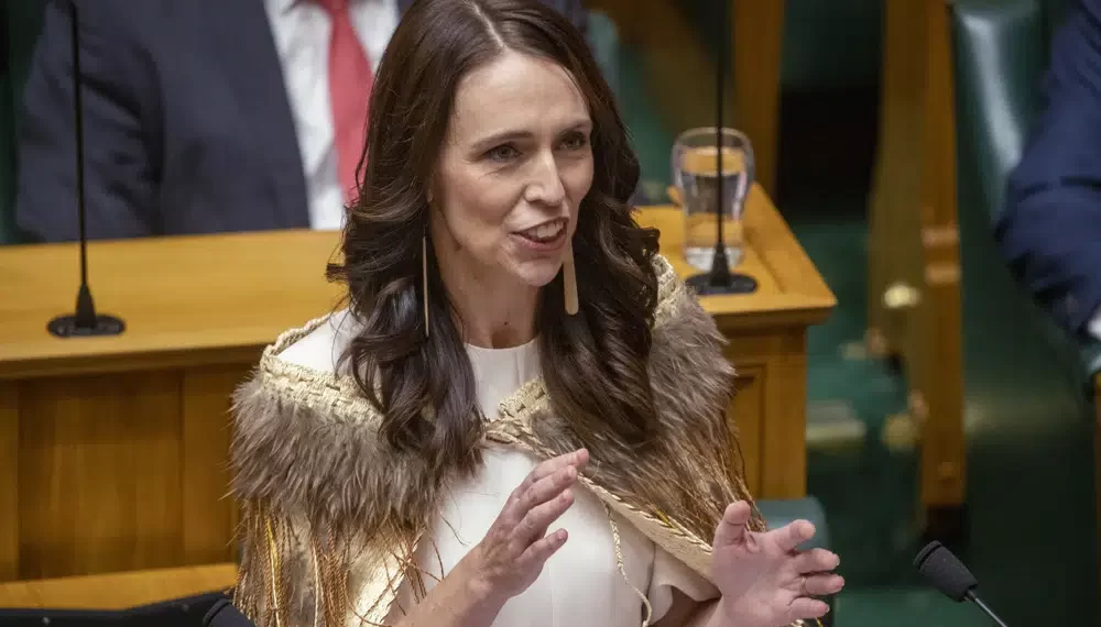 Jacinda Ardern makes her final speech to New Zealand's Parliament in Wellington, on Wednesday, April 5, 2023, after her five-year tenure as Prime Minister.