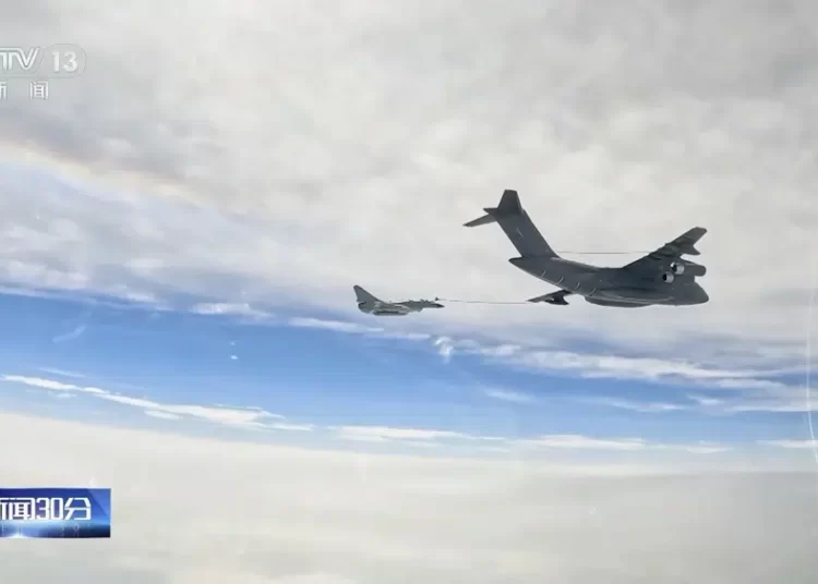 China Flies Fighter Jets Near Taiwan After Leader’s U.S Trip 1 In this image taken from video footage run Saturday, April 8, 2023 by China's CCTV, a Chinese fighter jet performs an mid-air refueling maneuver at an unspecified location.