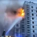 At Least 16 People Dead After Russian Missiles Hit Ukraine 12 In this image taken from video provided by the National Police of Ukraine, firefighters work at an apartment building destroyed by a Russian attack in the town of Uman, around 215 kilometers (134 miles) south of Kyiv, Ukraine, Friday, April 28, 2023.