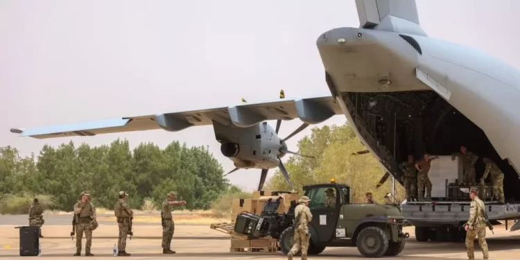 A British Army airplane at the Sudanese Airfield