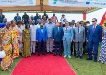 President Nana Addo Dankwa Akufo-Addo middle with other dignitaries at the sod cutting ceremony