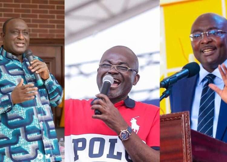 Alan Kyerematen(left), Kennedy Agyapong(middle) and Dr Mahamudu Bawumia(right) - NPP flagbearer hopefuls.