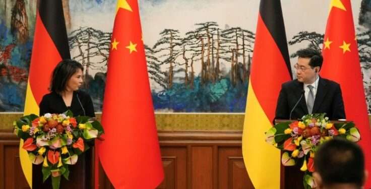 Annalena Baebock, German Foreign Minister(left) and Qin Gang, Chinese Foreign Minister.