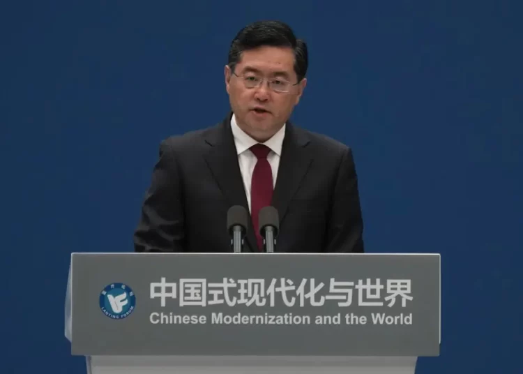 China’s Foreign Minister Warns Taiwan And Its Foreign Allies 1 Chinese Foreign Minister, Qin Gang speaks during the forum titled Chinese Modernization and the World held at The Grand Halls in Shanghai, Friday, April 21, 2023.