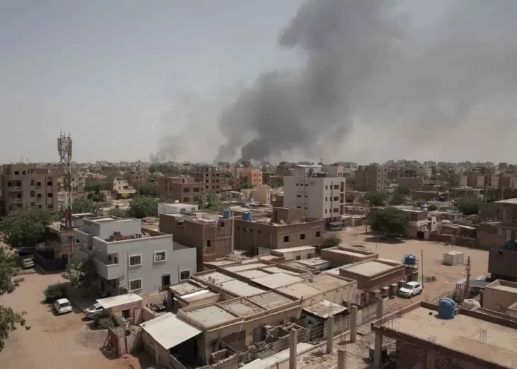 Lives Lost As Fight Between Sudanese Army And RSF Enters Second Day 1 Smoke is seen rising from Khartoum's skyline, Sudan, Sunday, April 16, 2023.