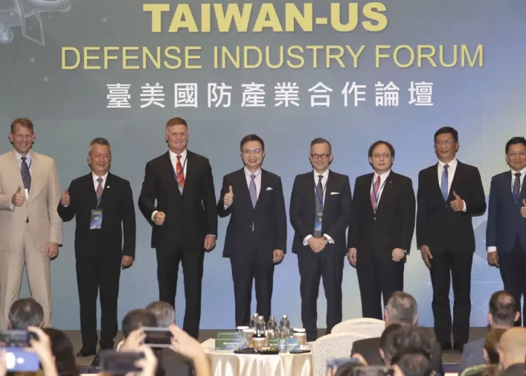 <strong>U.S Defense Contractors Pledge Deeper Cooperation With Taiwan</strong> 1 Senior Director of the Asia Pacific Teledyne FLIR Defense Robert Moss, from left, Chairman of the Aerospace Industrial Development Corporation Kai-Hung Hu, retired U.S. Marine Corps Lt. Gen. Steven Rudder, Chairman of the Taiwan External Trade Development Council James Huang and President of U.S.-Taiwan Business Council Rupert Hammond-Chambers pose during the Taiwan-U.S. Defense Industry Forum at the Taipei International Convention Center in Taipei, Taiwan, Wednesday, May 3, 2023.