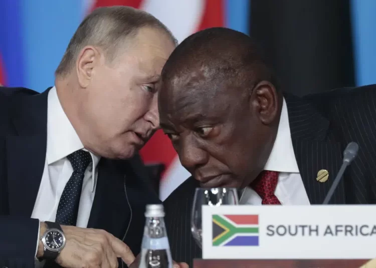 South Africa Makes Decision On Russian Vessel And Putin’s Visit 1 Russia's President Vladimir Putin with Cyril Ramaphosa of South Africa, during a BRICS summit.