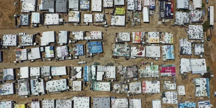 Ariel view of an informal Syrian Refugee Camp in Lebanon