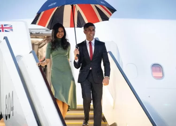 UK PM Rishi Sunak and his wife, Akshata Murty, arriving in Tokyo ahead of the G7 summit.