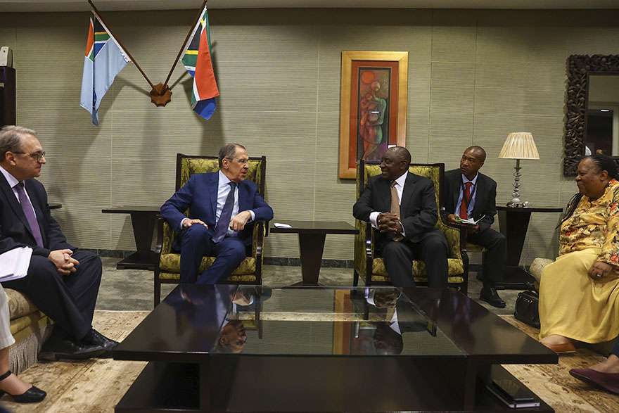 South African president Cyril Ramaphosa and Russian foreign minister Sergey Lavrov