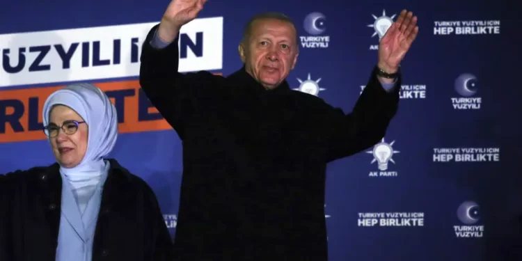 Turkey: Erdogan Says He Would Accept Presidential Election Runoff 1 Turkish President Recep Tayyip Erdogan, right, and his wife, Emine, acknowledge supporters at the party headquarters, in Ankara, Turkey, early Monday, May 15, 2023.
