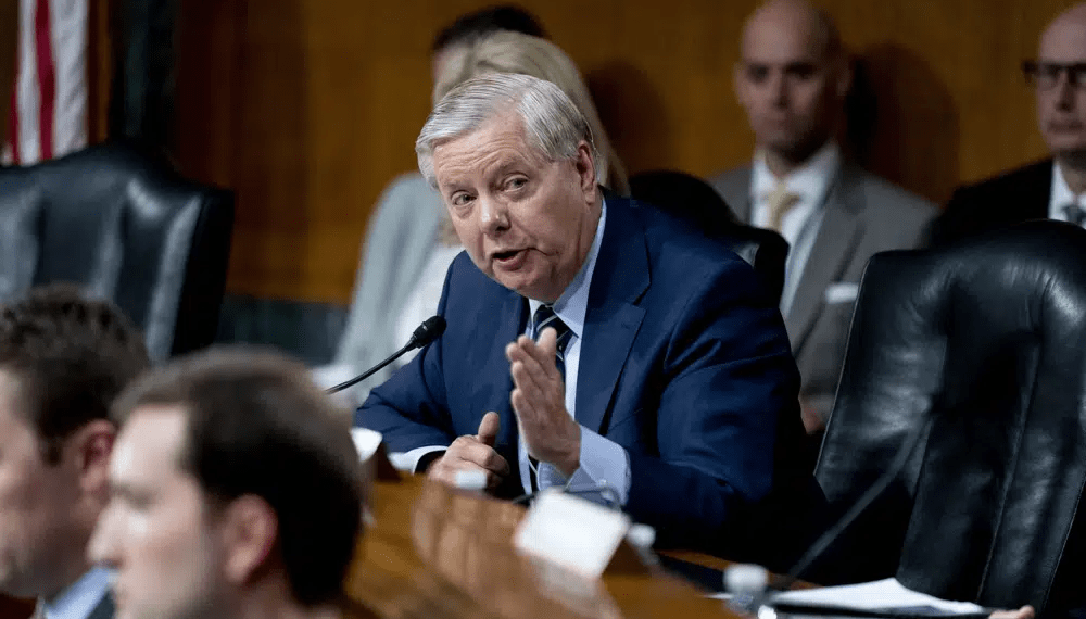 U.S Sen. Lindsey Graham, speaks during a Senate Appropriations hearing on the President's proposed budget request for fiscal year 2024, on Capitol Hill in Washington, Tuesday, May 16, 2023.