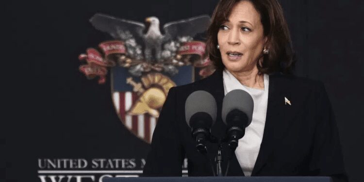 Harris Delivers Commencement Speech At U.S Military Academy 1 Vice President Kamala Harris speaks during the graduation ceremony of the U.S. Military Academy class of 2023 at Michie Stadium on Saturday, May 27, 2023, in West Point, N.Y.