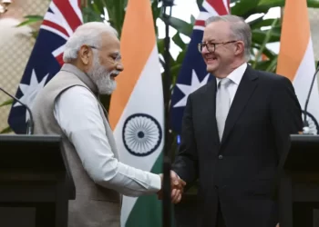 Modi, Albanese Sign Agreements On Migration And Green Hydrogen 7 India's Prime Minister Narendra Modi, left, shakes hands with Australian Prime Minister Anthony Albanese following a joint press conference at Admiralty House in Sydney, Australia, Wednesday, May 24, 2023.