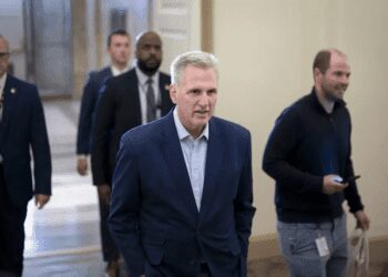 Speaker of the House Kevin McCarthy, talks to reporters about the debt limit negotiations as he arrives at the Capitol in Washington, Friday, May 26, 2023.