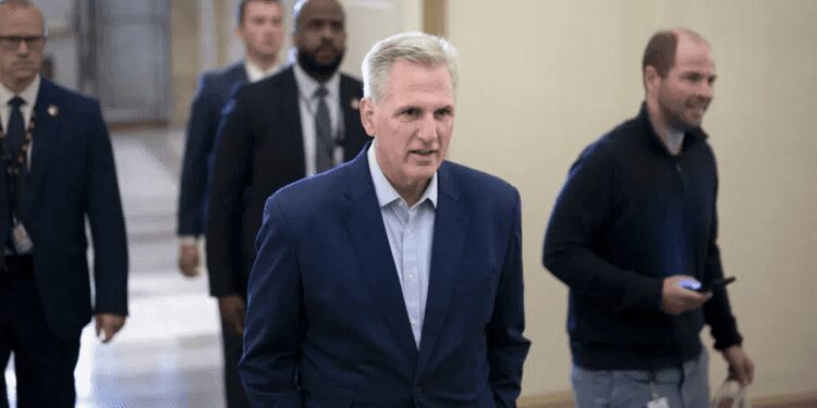 Debt Ceiling Discussions Making Progress- McCarthy 1 Speaker of the House Kevin McCarthy, talks to reporters about the debt limit negotiations as he arrives at the Capitol in Washington, Friday, May 26, 2023.
