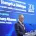 Australian Prime Minister Anthony Albanese deliver keynote address during the opening dinner for the 20th International Institute for Strategic Studies (IISS) Shangri-La Dialogue, Asia's annual defense and security forum, in Singapore, Friday, June 2, 2023.