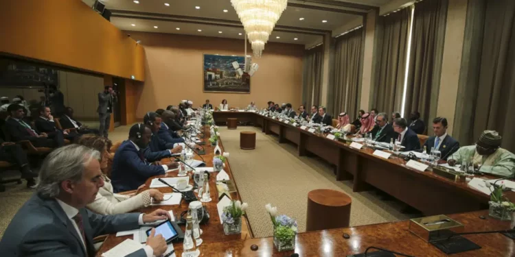 A general view of the multilateral meeting with U.S. Secretary of State Antony Blinken.
