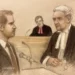 Sketch of Prince Harry being cross examined by Andrew Green KC