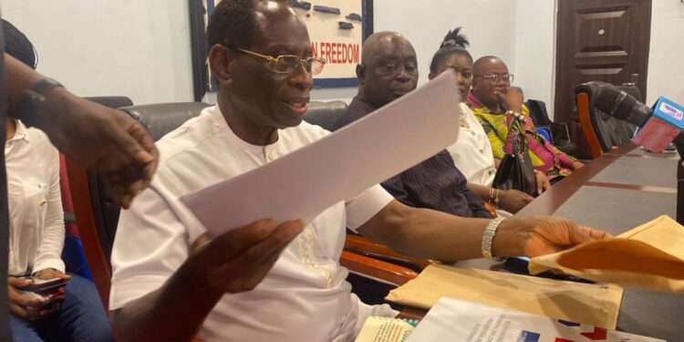 Dr. Kofi Konadu Apraku filing flagbearer nomination forms