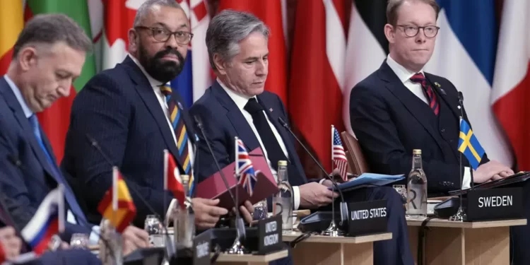 NATO Encourages Ankara To Loosen Stands On Sweden’s NATO Bid 1 From left, NATO Ambassador NATO Ambassador Zeki Levent Gumrukcu, from Turkey, British Foreign Secretary James Cleverly, U.S. Secretary of State Antony Blinken, and Swedish Foreign Minister Tobias Billstrom attend a meeting of NATO's foreign ministers in Oslo.
