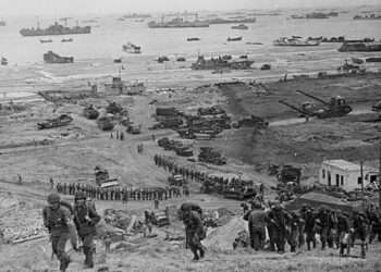 Normandy, D-Day battle at the Omaha Beach in 1944 during the WWII
