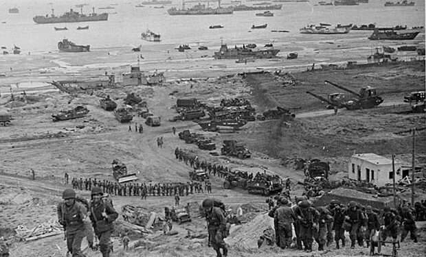 The Normandy Landing, 79th Anniversary of D-Day 1 Normandy, D-Day battle at the Omaha Beach in 1944 during the WWII