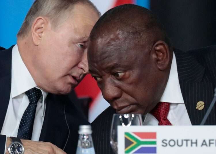 Vladimir Putin, Russia President (left), Cyril Ramaphosa, President of South Africa.
