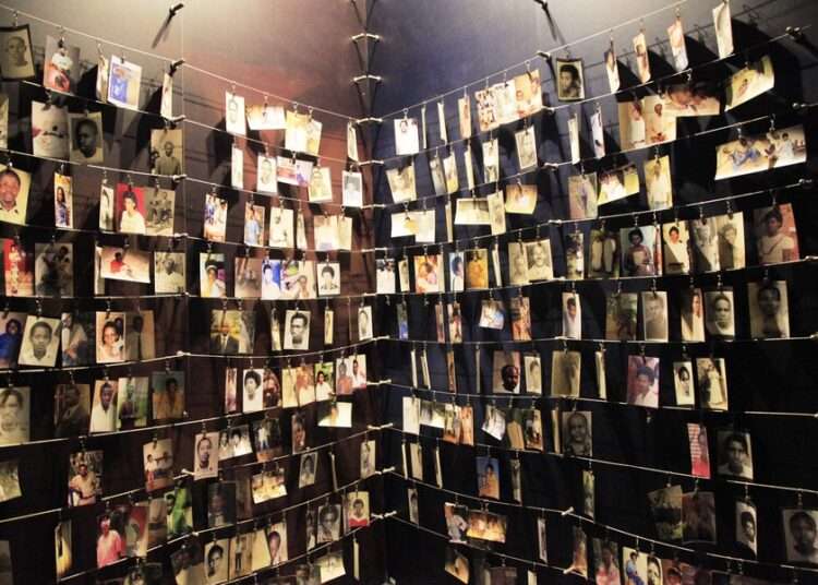 Photos of the murdered people in the Rwanda Genocide Museum.