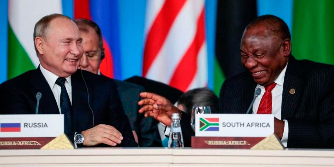 Vladimir Putin, Russia President (left) and President of South Africa, Cyril Ramaphosa.