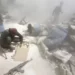 The aftermath of an attack on fighters in Aleppo, Syria.