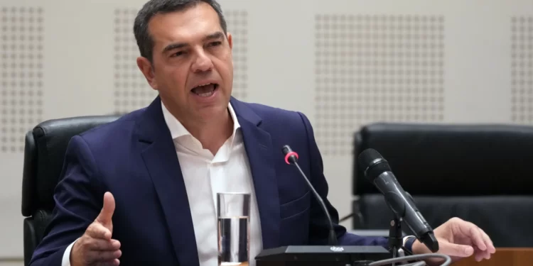 Alexis Tsipras, leader of the main opposition leftist Syriza party.