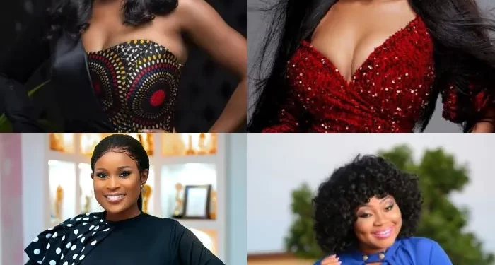 Top left and right corner respectively, Nana Aba Anamoah and Serwaa Amihere and down left and right corner respectively, Berla Mundi and Sally Frimpong Mann
