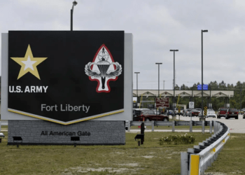 The new Fort Liberty sign is displayed outside the base on Friday, June 2, 2023 in Fort Liberty, N.C.