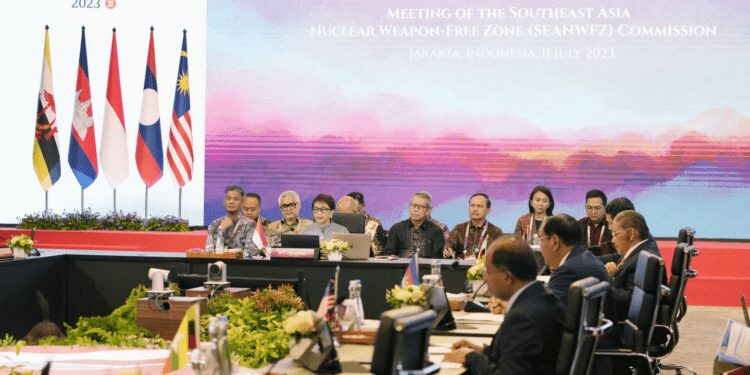 We Cannot Be Truly Safe With Nuclear Weapons In Our Region- Marsudi 1 Indonesian Foreign Minister, Retno Marsudi(fourth left) delivers her opening remarks during the opening of the Southeast Asia Nuclear Weapon-Free Zone Commission (SEANWFZ) meeting on Tuesday, July 11, 2023.