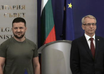 Zelenskyy Visits Bulgaria, Meets Prime Minister Nikolai Denkov 8 Ukrainian President, Volodomyr Zelenskyy (left), stands with Bulgarian Prime Minister Nikolai Denkov during a press conference at Sofia, Bulgaria, Thursday, July 6, 2023.