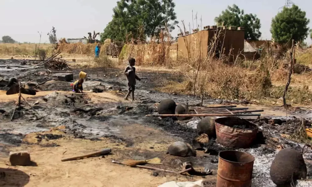 A village Burnt in ashes in Northern Nigeria