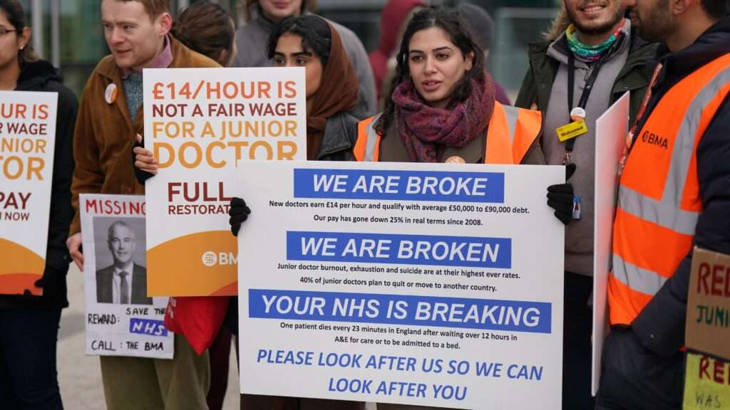NHS workers demonstrating over poor renumeration