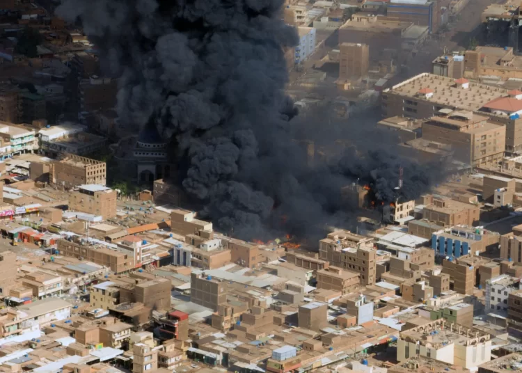 No Signs Of Peace After Hundred Days Of Conflict 1 A market on fire on Monday in Omdurman, a city across the River Nile from the Sudanese capital, Khartoum.