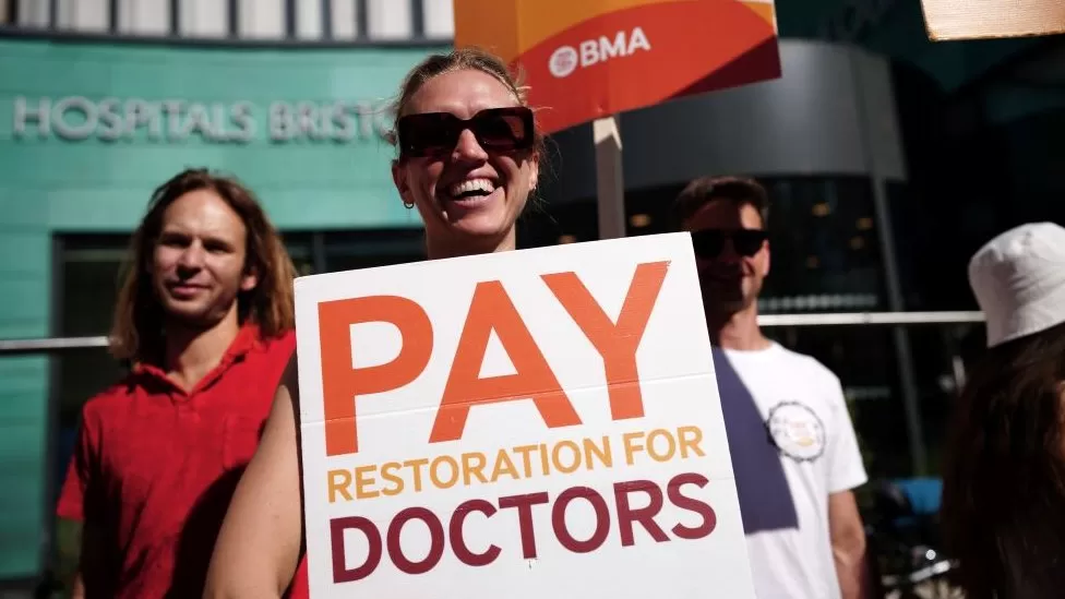 The five day strike in England is in protest over junior doctors pay