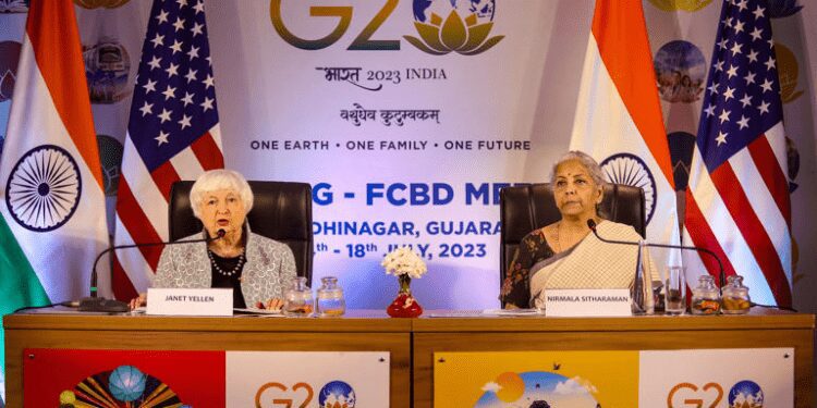Yellen Holds Meeting With Indian Finance Minister 1 U.S Treasury Secretary, left, with Indian Finance Minister, Nirmala Sitharaman.